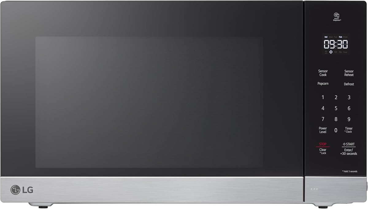 LG Countertop Microwave, 1.5 cu. ft., Stainless Steel, 21.44"x12.13"x16.19", Smart Inverter, Sensor Cooking, 1200 Watts
