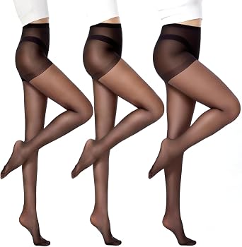 JOYNEE 3 Pack Sheer Pantyhose for Women, 20D Control Top Run-Resistant Tights, Silky Soft Nylon Stockings
