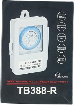 Mechanical Timer Switch, 24 Hour Programmable Timer, 20A Heavy Duty Timer for Water Heater, Street Lamp, Aquarium, Office Auto Control
