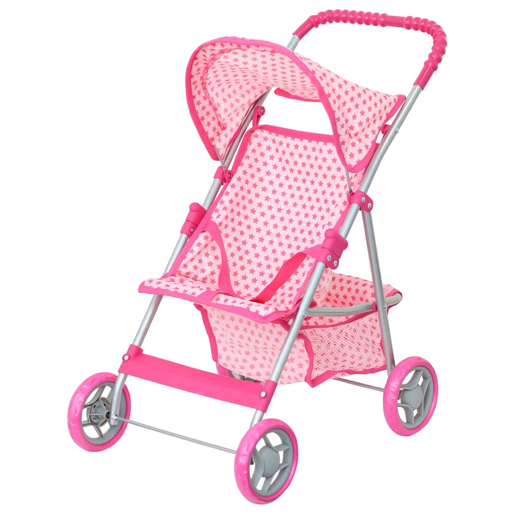 The Moon Brand Mini Doll Stroller: Lightweight & Travel-Ready Stroller for Toddler's Pretend Play - Compact, Easy Fold, Portable Role-Playing Adventure-Durable Metal Frame - Ideal Gift-3Y+ - Pink