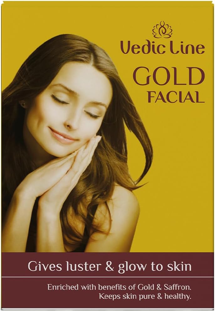 Vedic Line Gold Facial Kit Beautiful Golden Glowing Brightening Skin with Saf...