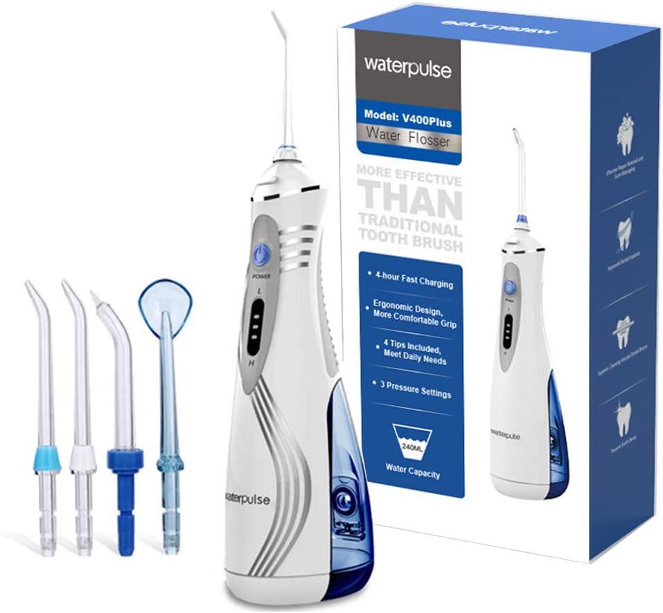 HDMY Water Flosser for Teeth, 3-Modes Professional Oral Irrigator with 4 Interchangeable Jet Tips, USB Rechargeable IPX7 Waterproof For Home and Travel Use