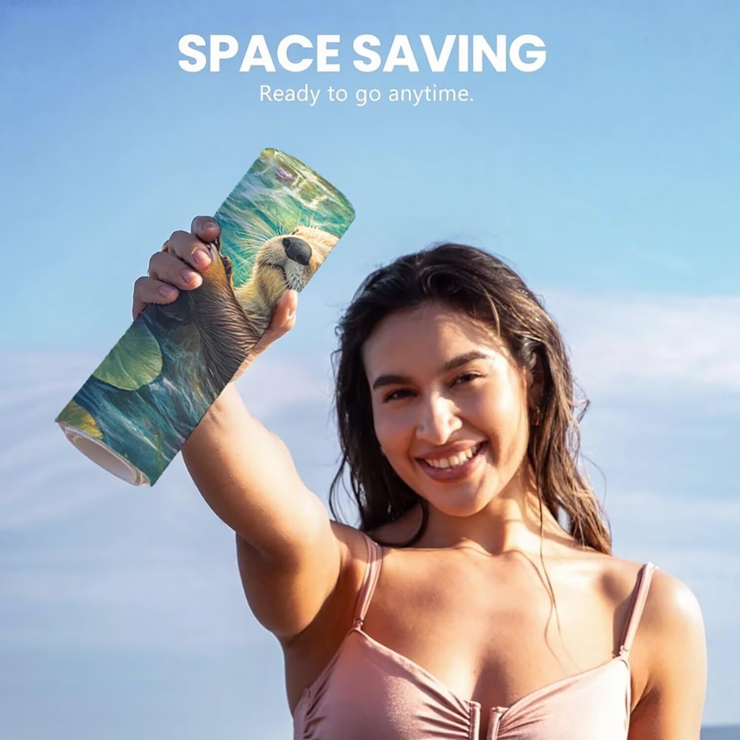 Toalla Playa Grande 150x200 Toalla Playa Microfibra, Ligera Secado Rápido, Sin Arena Portátil Toallas para Viajes, Hombre, Mujer Toallas, para Natación, Camping, Gimnasio (Animal Nutria) p-410