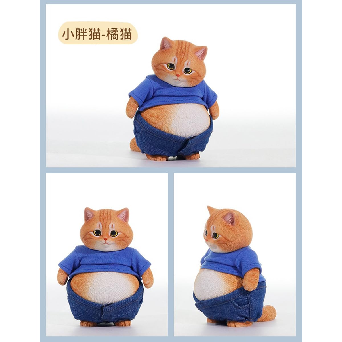 HiPlay Double one x Lieji 1/6 Chubby Cat figura di animale tabby mackerel argentato D26011B con maglietta in miniatura e completo in denim