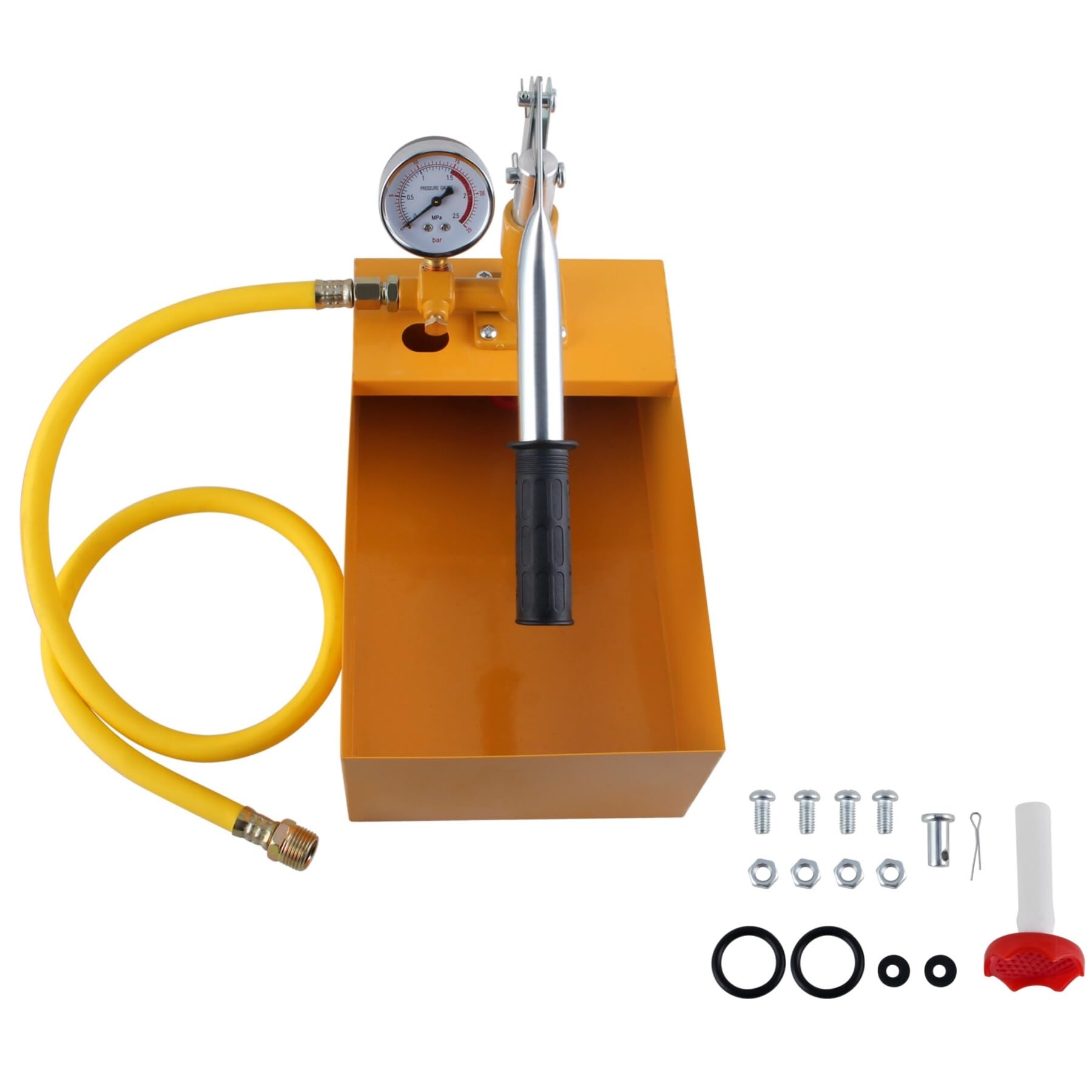 Abdrückpumpe Manuelle, 2.5MPa 25KG Prüfpumpe, Wasserdruckprüfgerät, Befüllpumpe-Set, Heizung Wasser Handpumpe mit 1/2 Hochdruckschlauch für Rohrleitungen Heizung