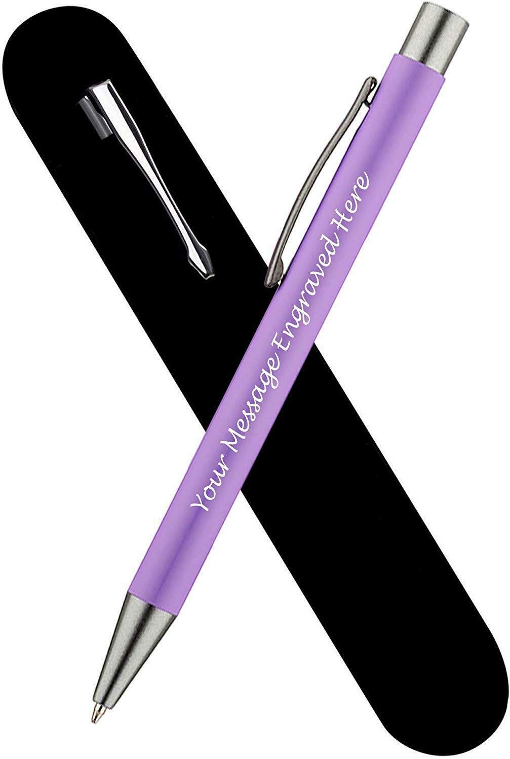 Paul Clover Personalised Engraved Aluminium Ballpoint Pen with Graphite Finish in a Velvet Pouch, Black Ink - Personalised Gifts for Anniversary or Any Gift Idea - Enter Your Custom Text (Violet)