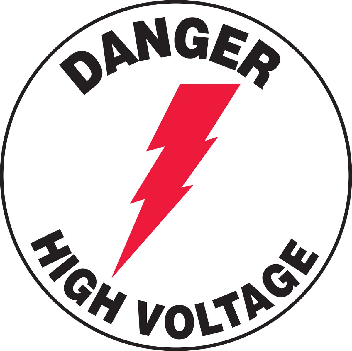 Accuform MFS731 Slip-Gard Adhesive Vinyl Round Floor Sign, Legend "Danger HIGH Voltage" with Graphic, 17" Diameter, Red/Black on White