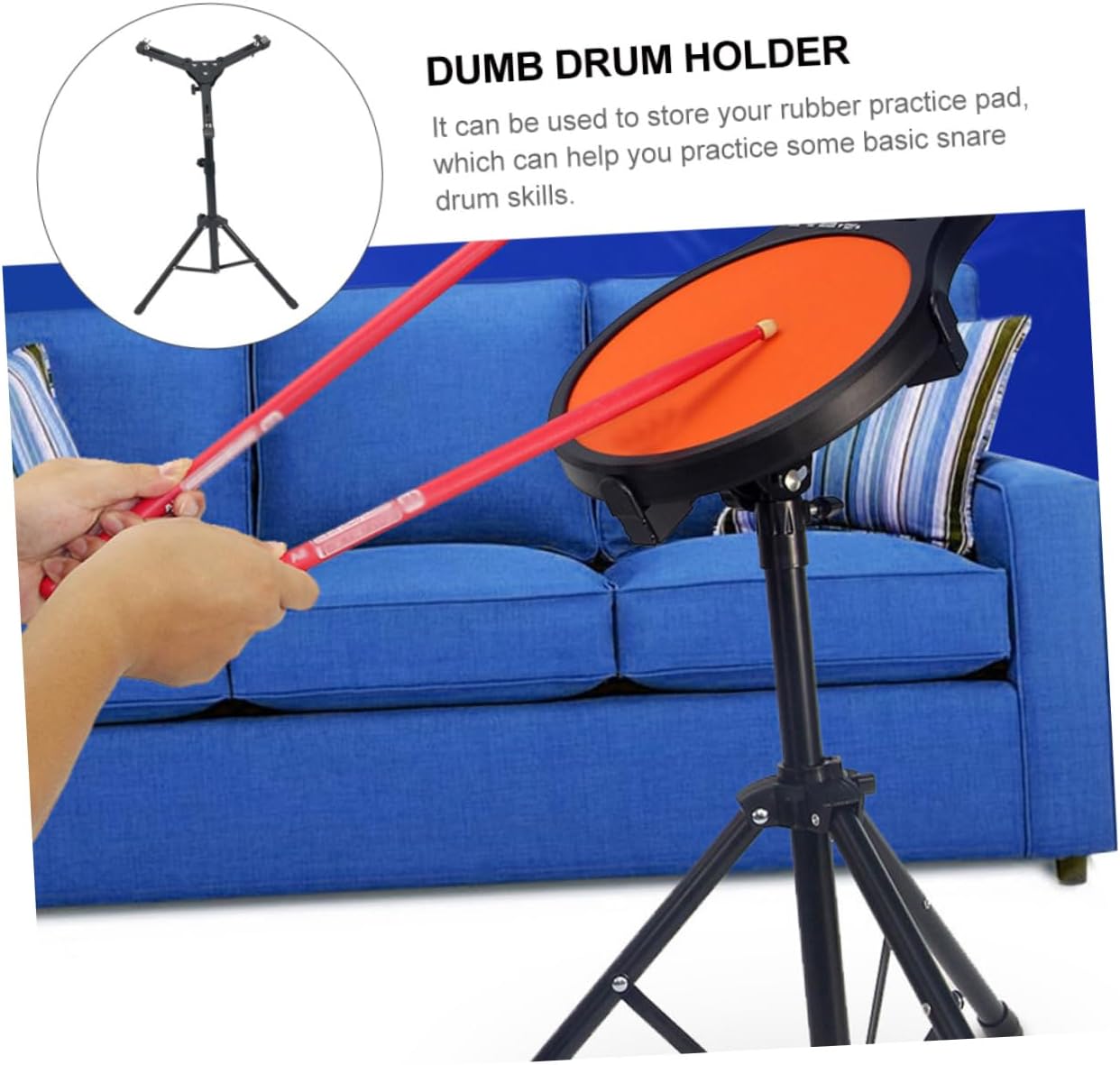 1pc Adjustable Snare Drum Stand Holder Dumb Drum Stand for Practice Pad for Beginners Secure Practice Pad Rack Black Height Adjustable