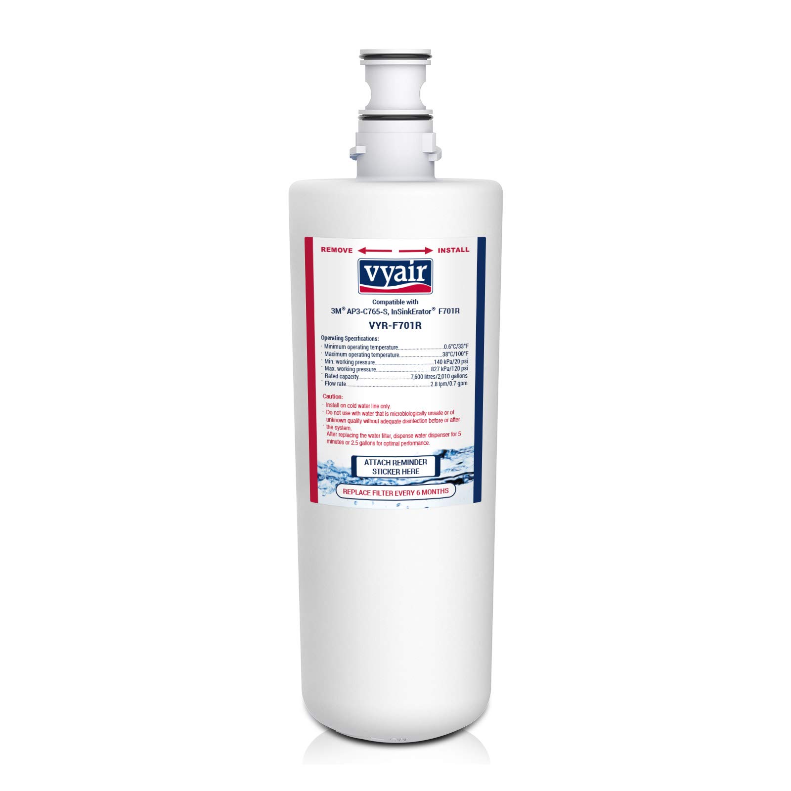 Vyair VYR-F701R Hot Tap Water Filter Cartridge Compatible with InSinkErator F-701R (ISE), HC1100, GN1100, HC3300; 56104-18, 70020019835; 3M AP3-765S, AP3-C765-S, AP3765SC, AP3-765-S-E (1)