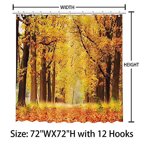 Mehofond Fall Shower Curtain Maple Leaves Forest Shower Curtain For Bathroom Autumn Thanksgiving Bathroom Decor Fabric Shower Curtain 72X72 Inches #TOP2
