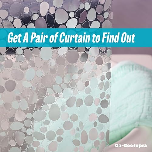 Miniatura 4 de Ga-Geetopia Cortina de ducha transparente de EVA de tamaño estrecho, patrón de guijarros, 36 x 72 pulgadas, cortina interior de plástico ligero para