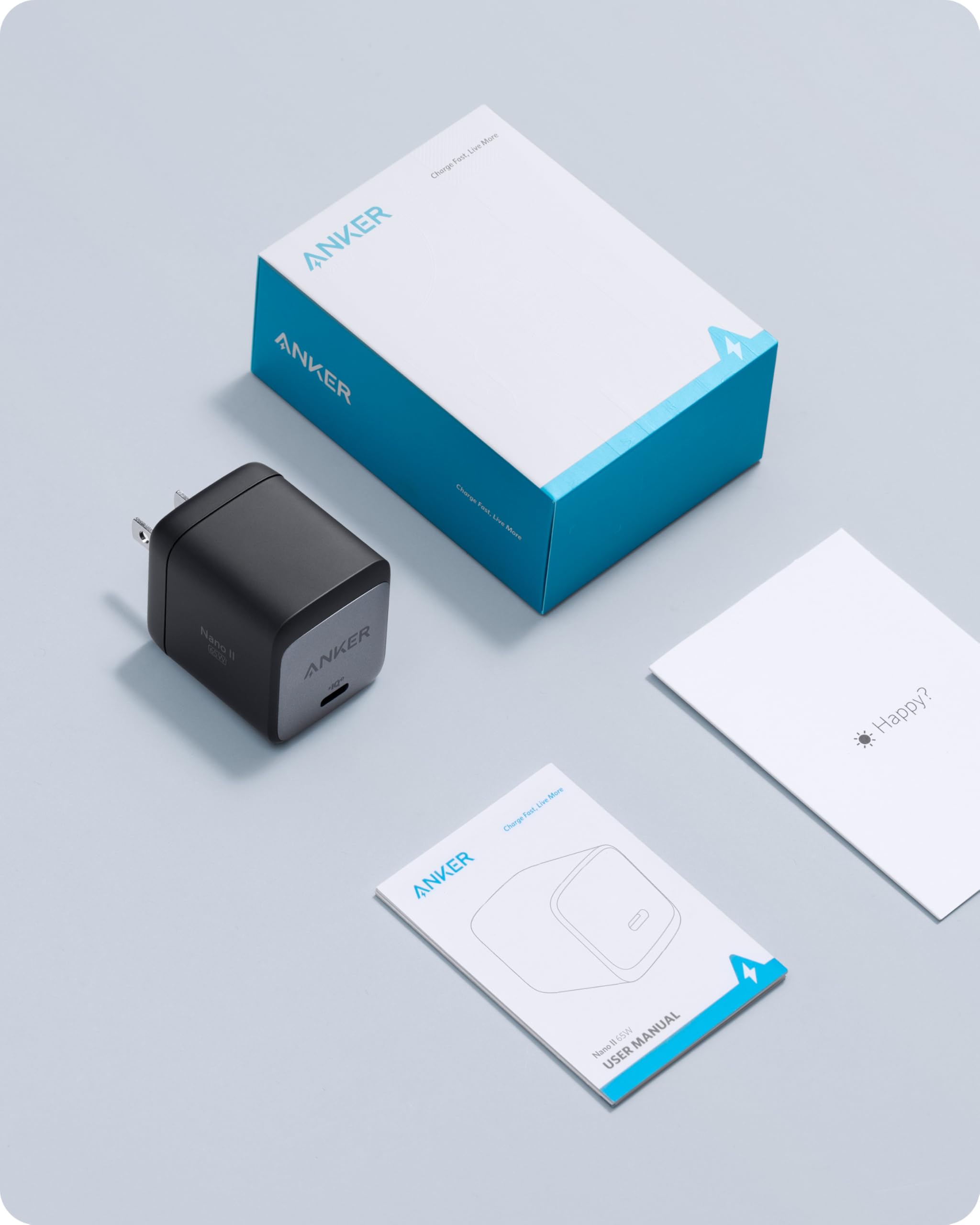 Anker Nano II Chargeur USB C 65 W avec Puissance de Charge Rapide, Technologie GaN II, Compatible avec MacBook Pro/Air, Galaxy S20/S10, iPhone 16, iPad Pro, Pixel