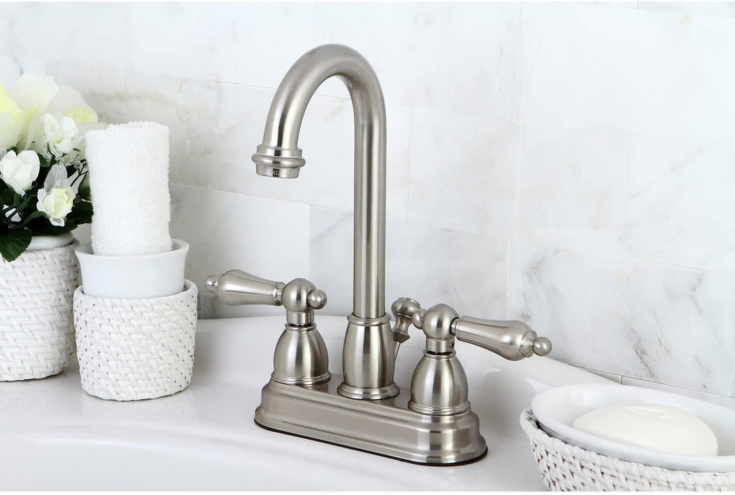 Kingston Brass EB3611AL Restoration Deck Mount Lavatory Faucet with Retail Pop-Up, Polished Chrome