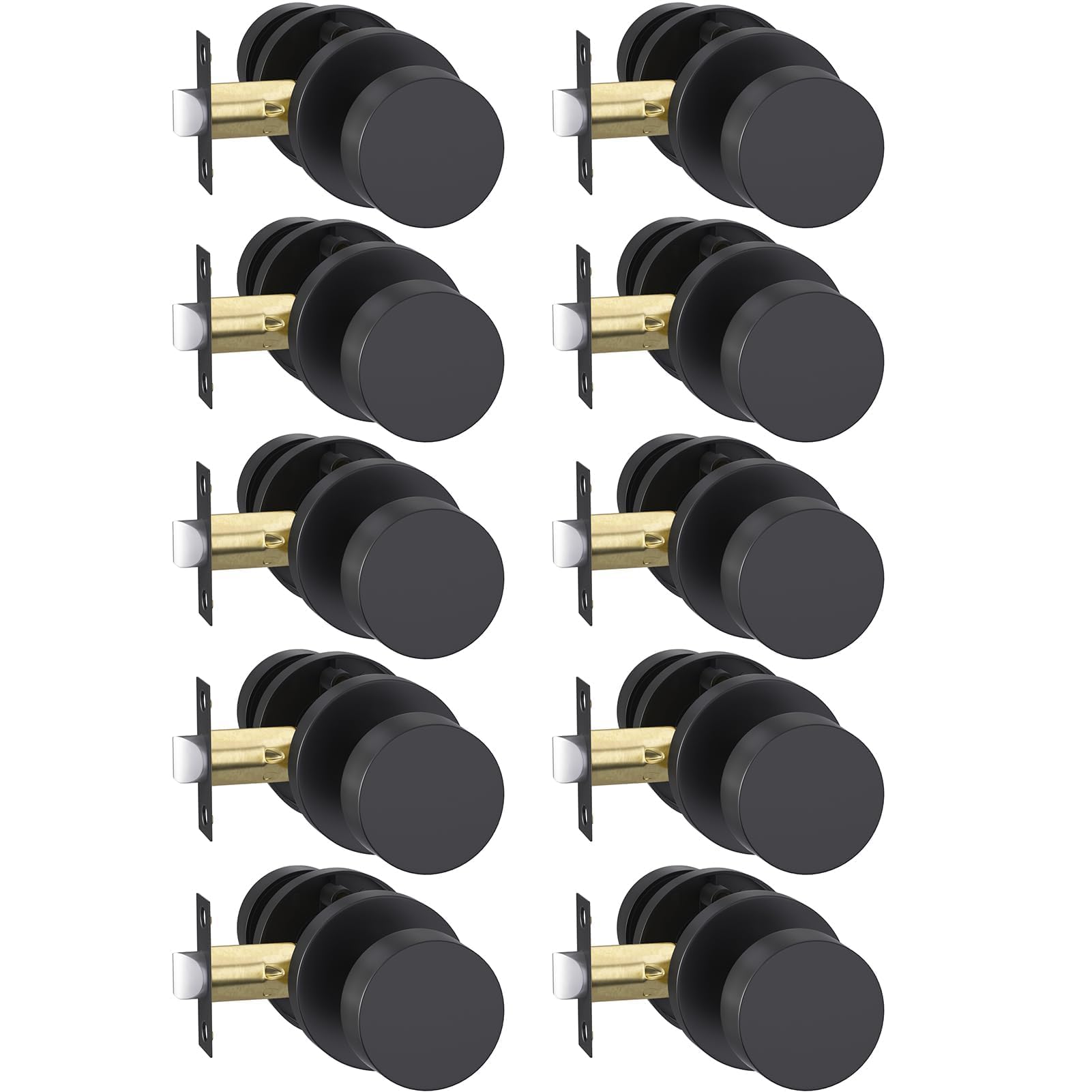 Goldenwarm Matte Black Door Knobs - 6 Pack -16