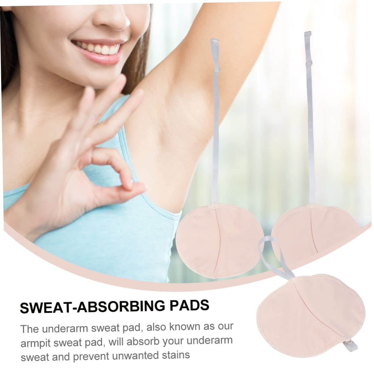5pairs Armpit Sweat Absorbent Pads Chafing Odorless Soft Cotton Washable for Excessive Sweating Shoulder Strap