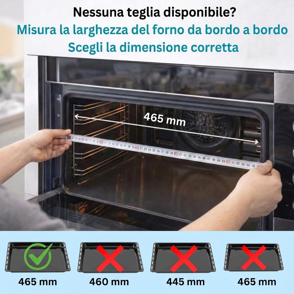 ICQN Set Teglie Smaltate per Forno 46,5x37,5x3 cm – Set da 2, Compatibile con Siemens e Bosch