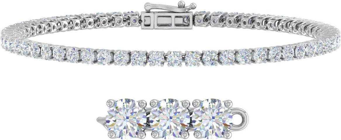 4 Carat Natural Diamond Tennis Bracelet for Women in 14K Gold or Platinum with Round-Cut Prong-Set Diamonds in 7 Inch I1-I2 Clarity