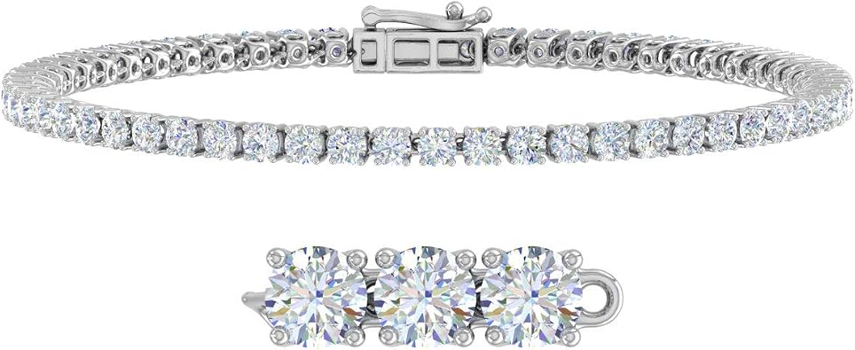 3.75 to 4 Carat Natural Diamond Tennis Bracelet for Women in 14K Gold with Round-Cut Prong-Set Diamonds 6.5 to 7.5 Inch IGI Certified