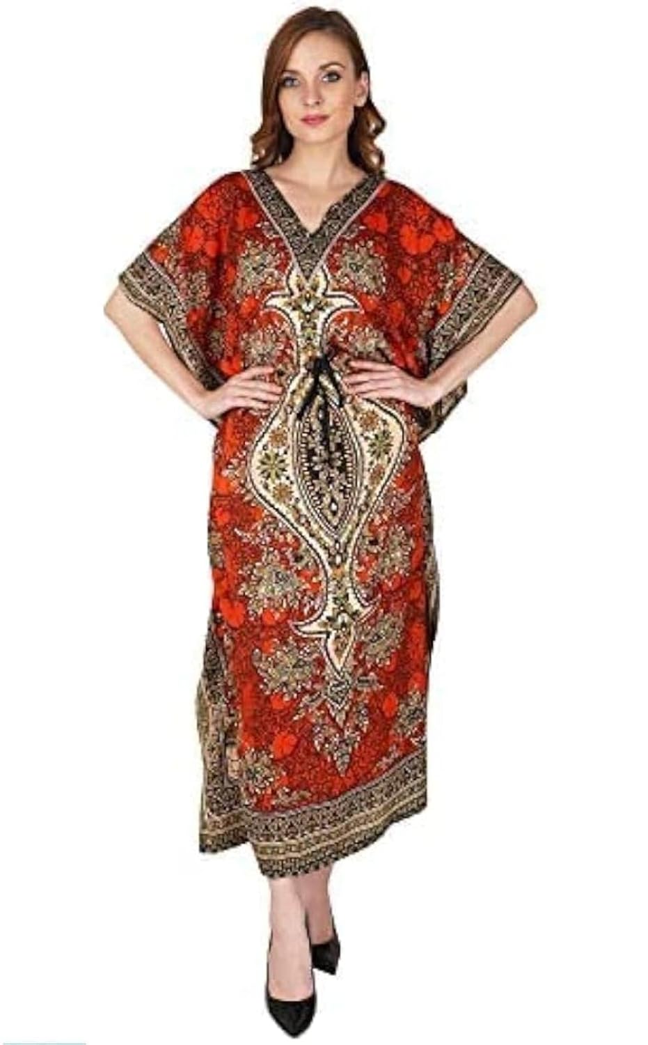 Women’s Printed Kaftan Dress | Loose Fit Maxi Caftan | V-Neck Beach Cover Up | Boho Lounge Wear - Review, Price and Buying Guide