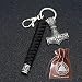 BBYOUTH Vintage Viking Mjolnir Portachiavi Intrecciata A Mano Ombrello Stringa Intrecciata All'aperto Alpinismo Auto Portachiavi Uomo Norvegese Gioielli,Nero