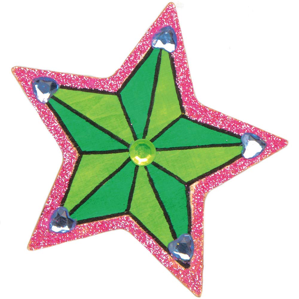 Baker Ross AX406 Star Wooden Fridge Magnets - Pack of 12, Wood Crafts for Kids to Decorate and Display, Kids Craft Kits