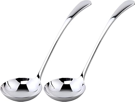 Small ladle,Gravy Ladle,Soup Sauce 18/10 Stainless Steel 7.9 Ladle 2 Pack,Silver.