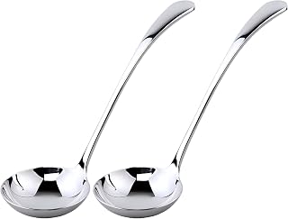 Small ladle,Gravy Ladle,Soup Sauce 18/10 Stainless Steel 7.9‘’ Ladle (2 Pack,Silver).