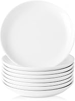 XINLTC 8-Piece Ceramic Appetizer Plates Set - 5.6 Inch White Small Dessert Plates, Stackable Saucers for Snacks, Oven Microwave Dishwasher Safe
