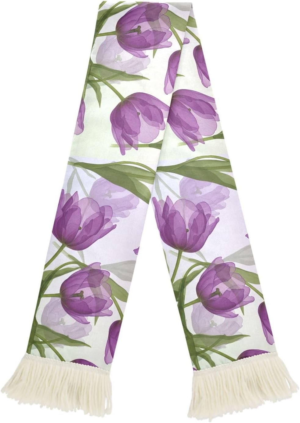 CHIFIGNO Purple Tulip Sports Fan Scarf White, Soft Polyester Soccer Scarf, Quick Dry Sweat Towel, Game Day Banner, Match Cheer Accessory