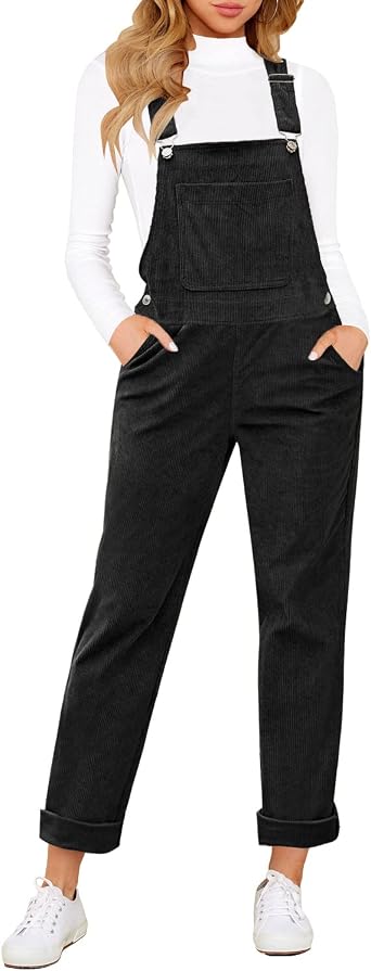 LookbookStore Womens Overalls Corduroy Bib Adjustable Straps Fashion Jumpsuit Overall for Women with Pocket