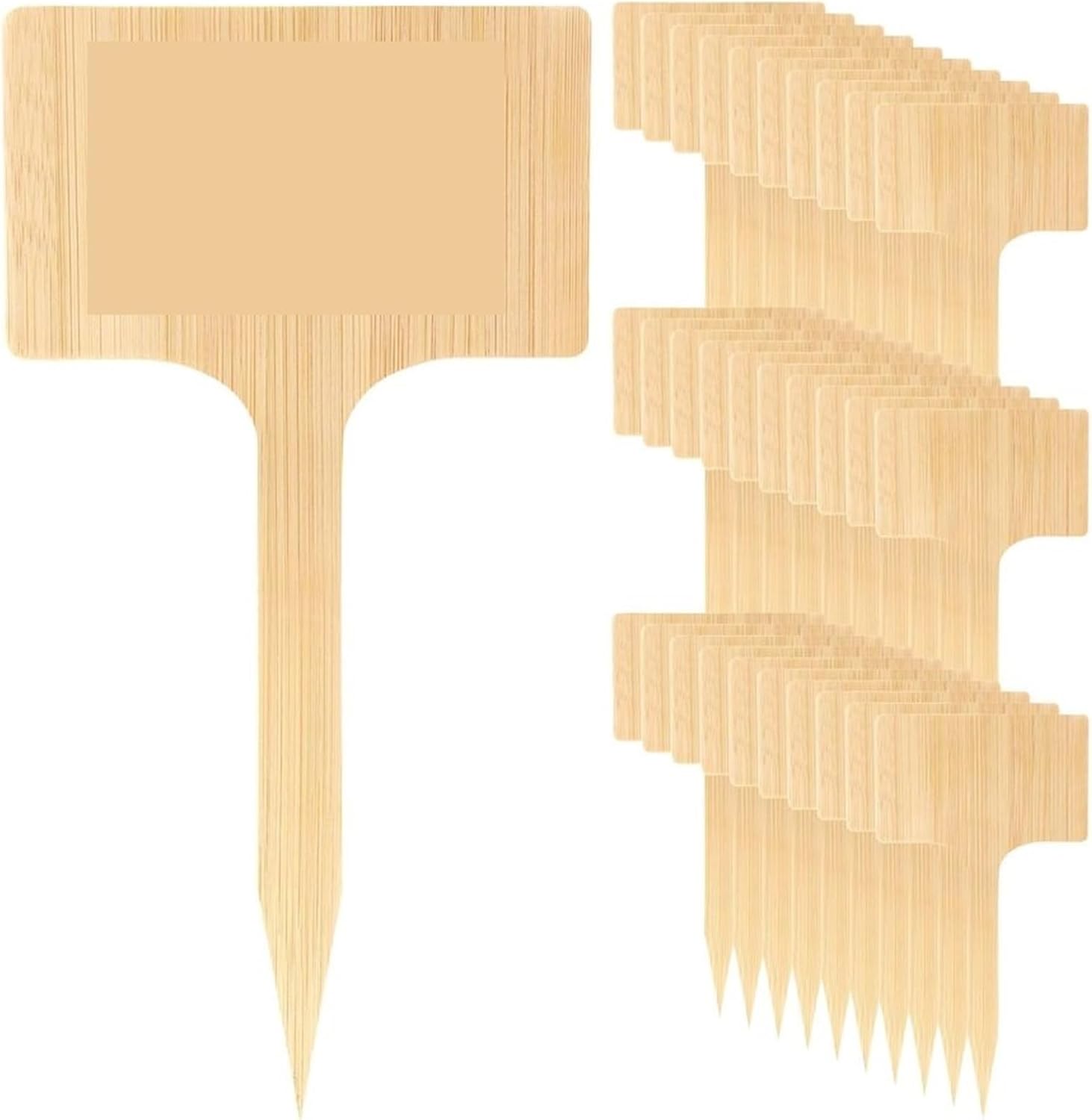 Wooden Plant Labels 30Pcs 5 x 9.4 Extra Large Bamboo Garden Markers, Natural Wood TType Plant Labels for Herbs, Flowers amp Vegetable