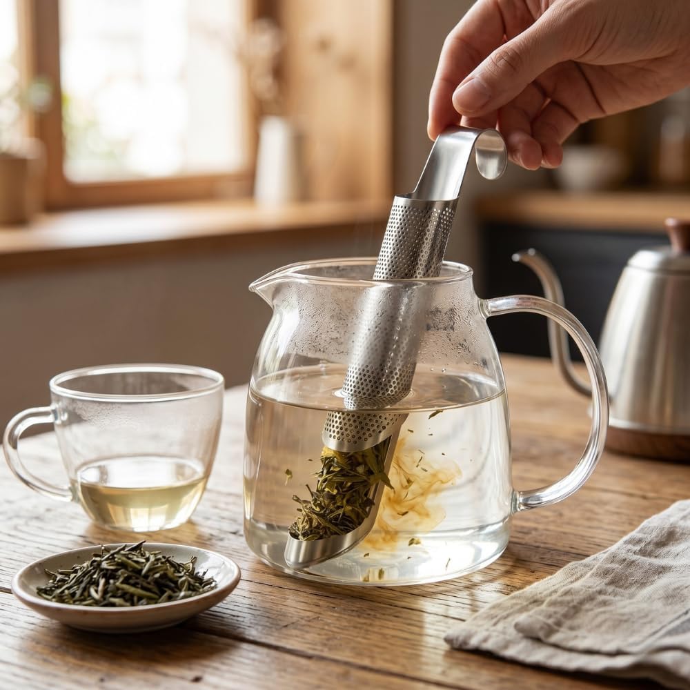 3-Pack Tea Infuser with Cleaning Brush – Stainless Steel Mesh Strainers Loose Leaf Tea, Coffee, Spices & Seasoning with Hook