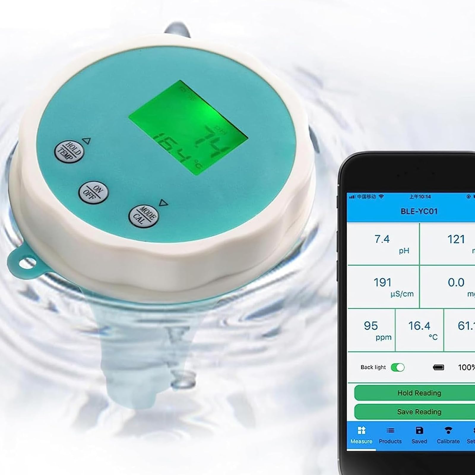oiakus Water Quality Detector, 6 in 1 Wimming Pool Water Quality Tester, Professional Measurement of PH, Redox, Chlorine, EC and Temperature, Suitable for Home Drinking Water, Hydroponics