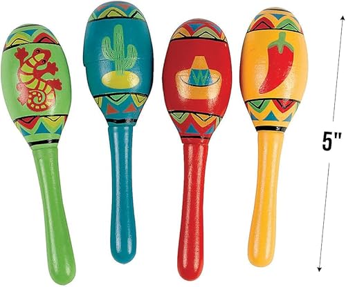 Miniatura 3 de Maracas para fiesta mini de madera color variado y diseño (1 docena)