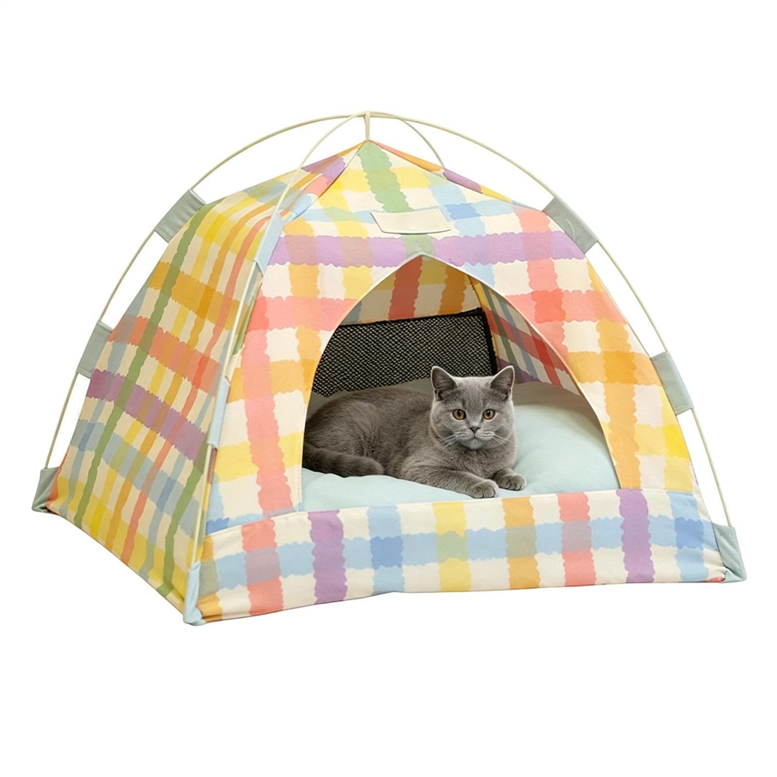 Tenda per Gatti Traspirante e Ventilata Cuccia Pieghevole in Rete