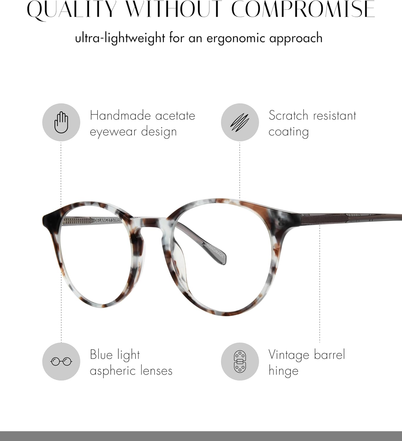Scojo New York Delancey Street Blue Light Reading Glasses, Handmade Scratch Resistant Readers for Women and Men