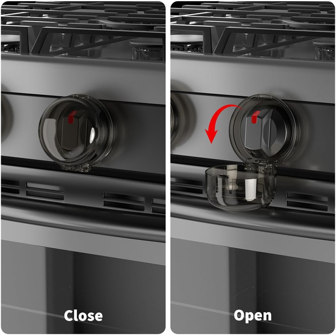 HOMSFOU 24pcs Childproof Gas Stove Knob Covers Durable Safety Protectors for Ovens Transparent Black Easy Installation for Home Use to Prevent Accidents
