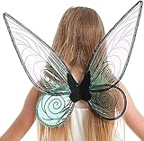 Fairy Wings For Girls, Girls Butterfly Wings Fairy Wings Sparkling Sheer Angel Wings Dress Up Halloween Cosplay Costume, Black, 76 x 35cm