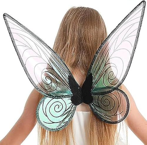 Fairy Wings For Girls, Girls Butterfly Wings Fairy Wings Sparkling Sheer Angel Wings Dress Up Halloween Cosplay Costume, Black, 76 x 35cm