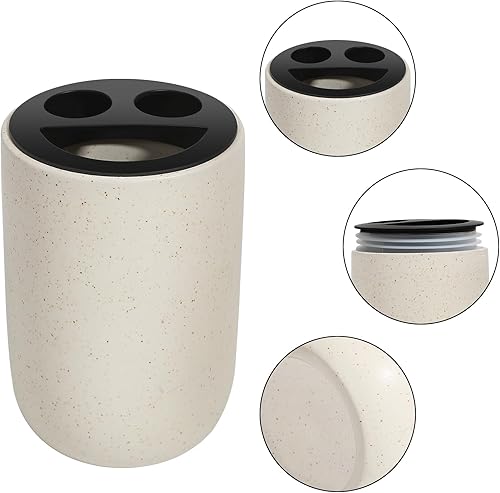 Miniatura 3 de Aibrezin Organizador para cepillos de dientes, soporte para brochas de maquillaje, soporte de pasta de dientes de cerámica para encimera de baño,