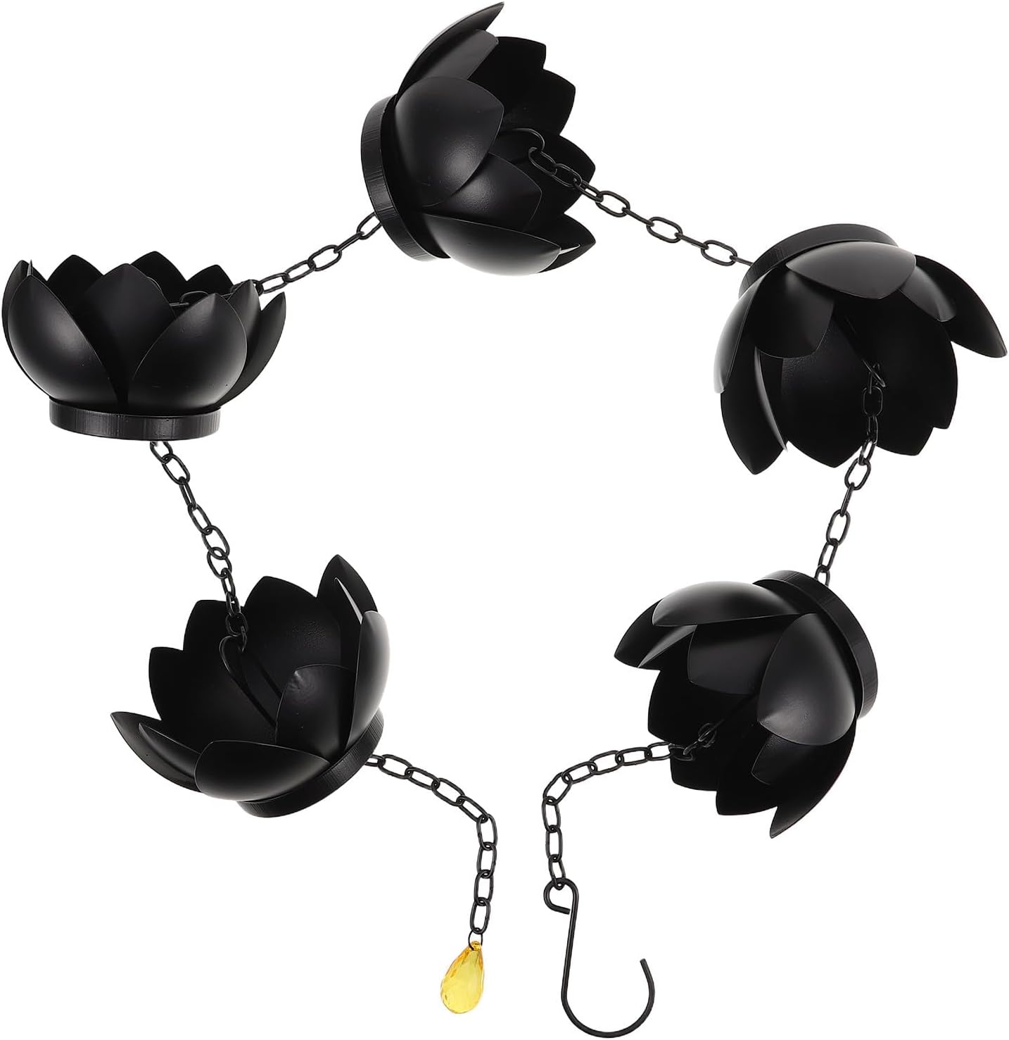 VALICLUD Metal Lotus Rain Chain for Gutters with Gutter Adapter 1.2m Outdoor Decorative Garden Drainage Chain for Patio and Yard