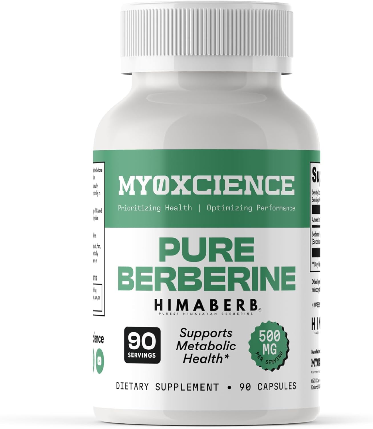 MYOXCIENCE Pure Berberine Himaberb | 500 mg of Berberine HCl per Serving | 90 Servings
