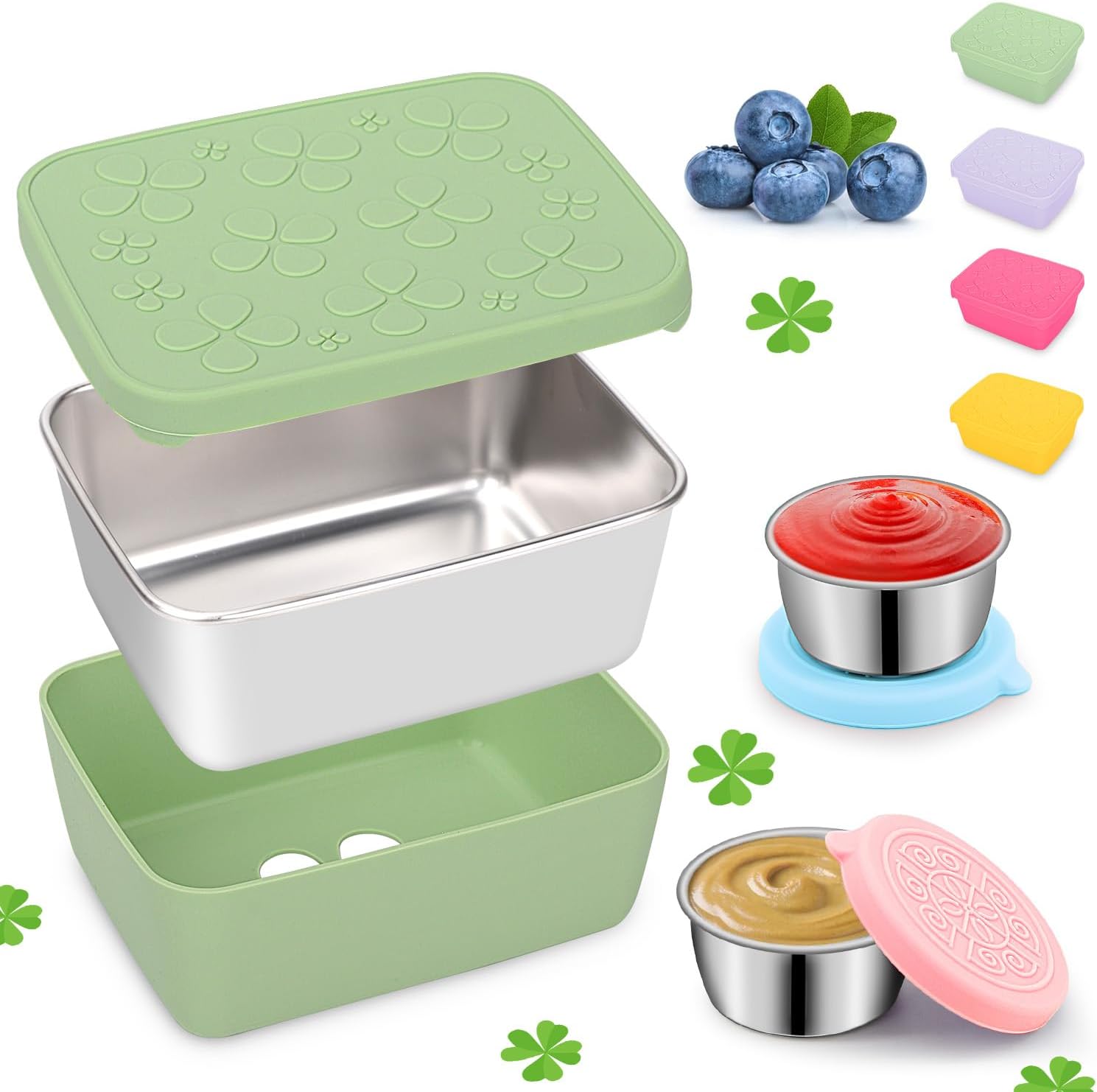 3PACK Stainless Steel Snack Containers Set,18.5OZ Metal