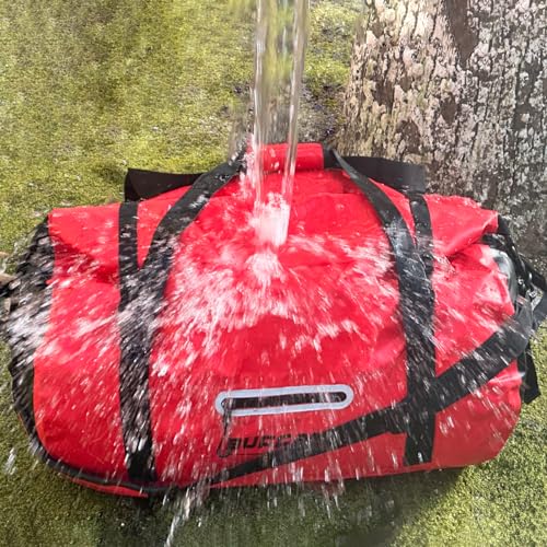 Buffalo Gear Drybag 60L Waterproof Duffle Bag Heavy Duty Travel Duffel Bag for Kayaking, Rafting, Boating, Fishing,Camping, Red - Thumbnail 3