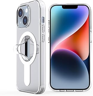 AUROX for iPhone 14 Case with Invisible Stand [Compatible with MagSafe] Military-Grade Protection, Shockproof Slim Magnetic 14 Case for Men Women Magnetic Phone Case Cover, Clear