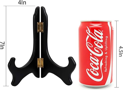 Miniatura 2 de WUWEOT Paquete de 6 soportes de exhibición de madera de 7 pulgadas, soportes de placa de caballete de madera negra para mostrar imágenes, libros