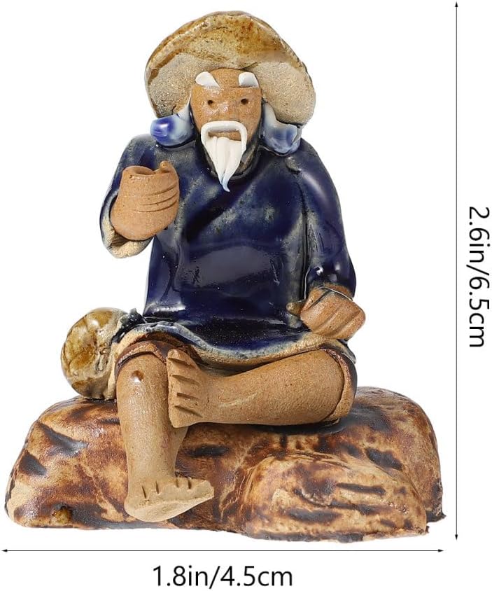 Milisten Fisherman Figurine Ceramic Mini Ornament for Aquarium Bonsai Garden D Cor 2.55X1.77X1.57 Inches Water Absorbent Porcelain Fish Tank Decoration