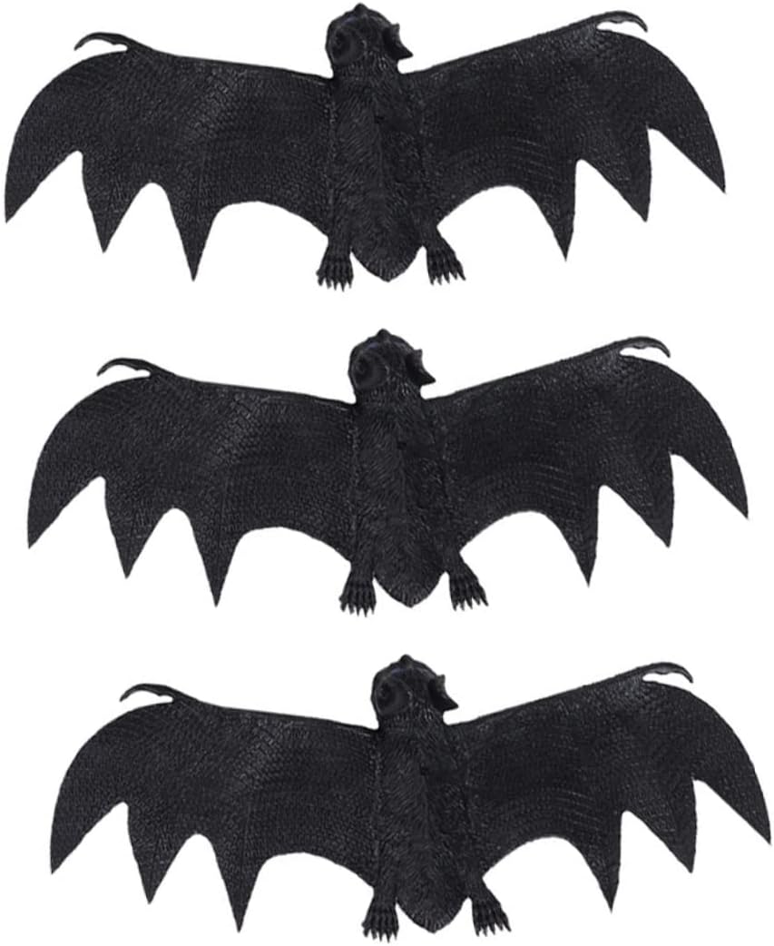 KICHOUSE 3pcs Simulated Bat Hanging Decor for Halloween Spooky Decorative Pendants for Parties Haunted Houses and Graveyard Scenes Creates Frightening Atmosphere