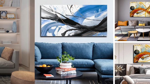 Amazon.com: Large Abstract Yellow Canvas Wall Art for Living Room