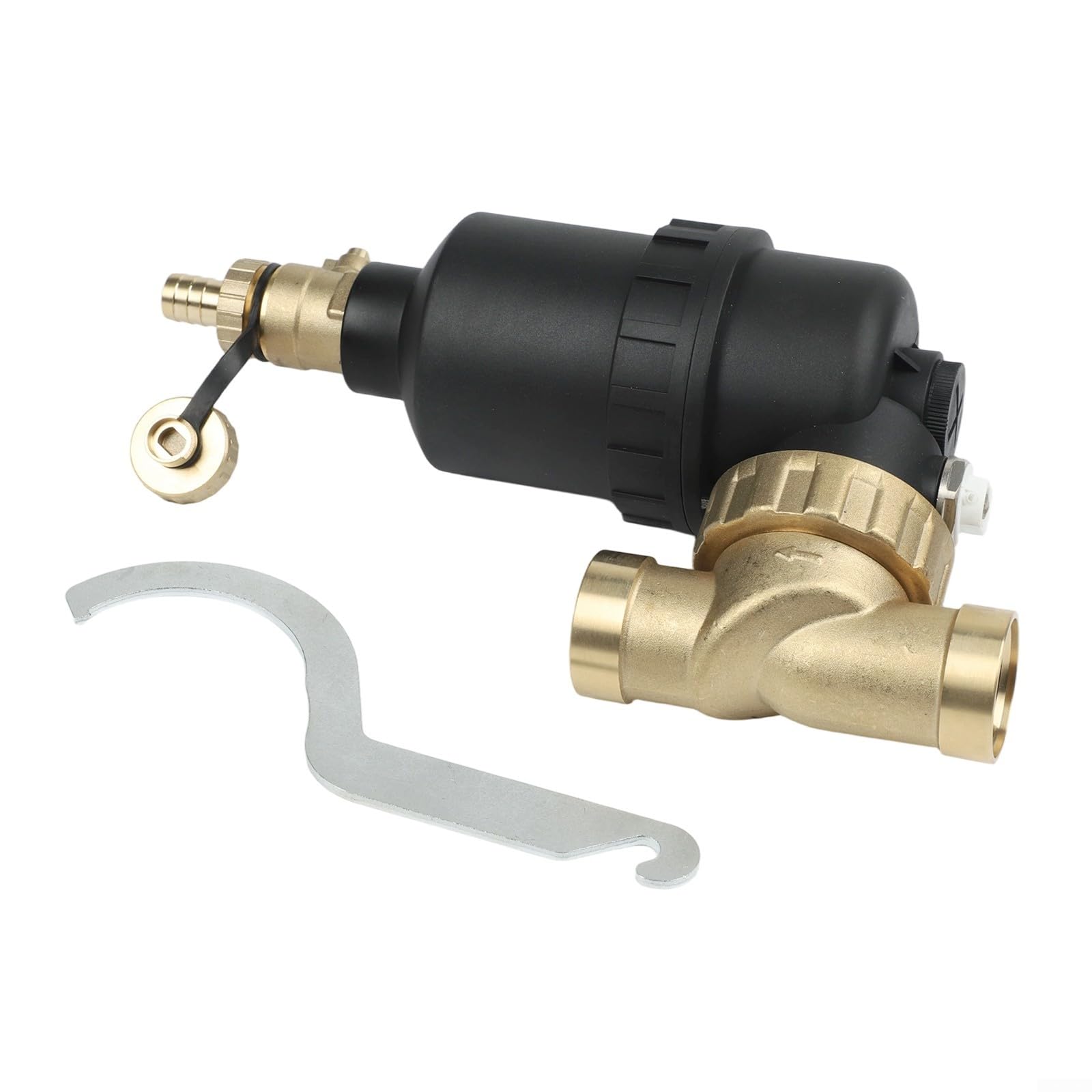 Separador de lodos magnético para calefacción por suelo radiante DN20 DN25 DN32, filtro de calefacción de 1 pulgada con red de acero inoxidable y válvula de drenaje, color negro (DN25)